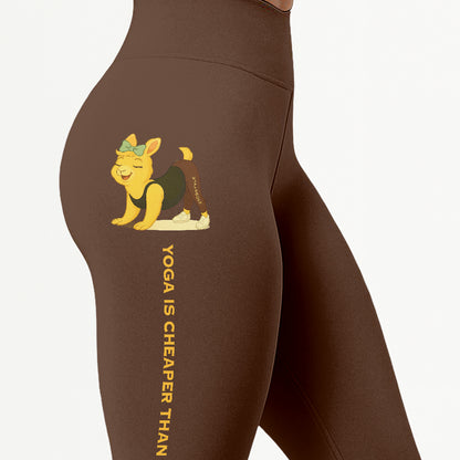 Yoga Is Cheaper Than Therapy Chill Llama Yoga Pants All-Over Print Women's High Waist Leggings | 5To9Style