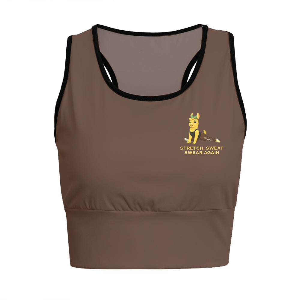 Stretch, Sweat, Swear Again Chill Llama Yoga Women's Sports Bra