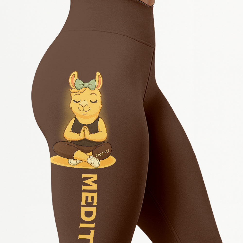 Medition Lover Cool Chill Llama Yoga Pants All-Over Print Women's High Waist Leggings | 5To9Style