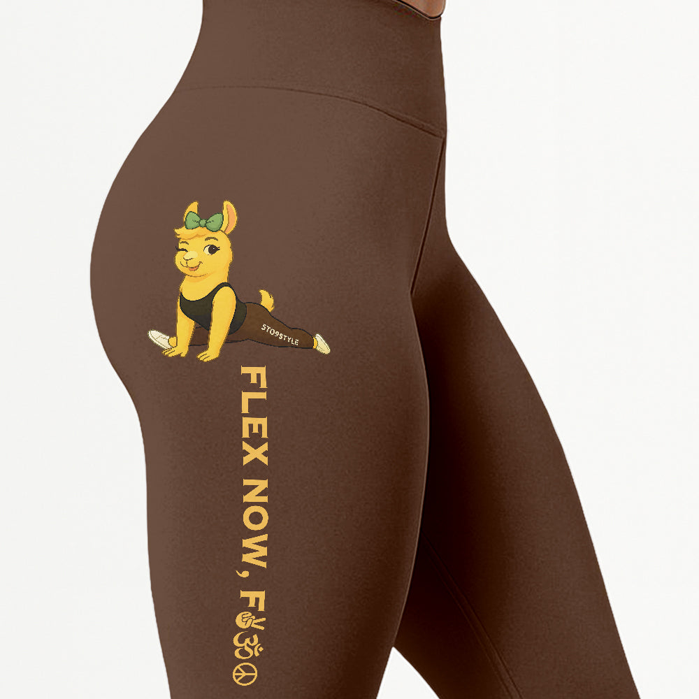 Flex Now, Fck Later Chill Llama Yoga Pants All-Over Print Women's High Waist Leggings | 5To9Style