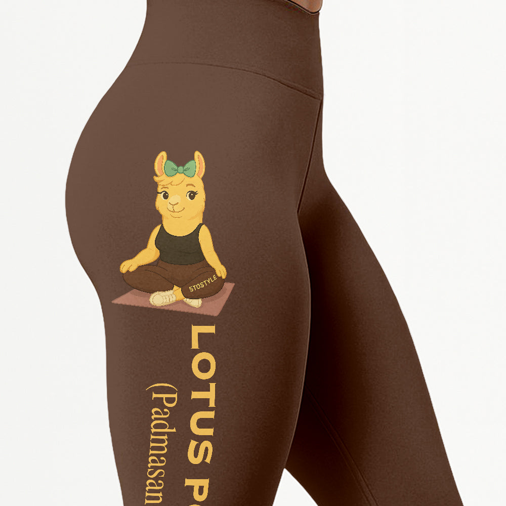Lotus Pose (Padmasana) Chill Llama Yoga Pants All-Over Print Women's High Waist Leggings | 5To9Style