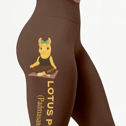 Lotus Pose (Padmasana) Chill Llama Yoga Pants All-Over Print Women's High Waist Leggings | 5To9Style