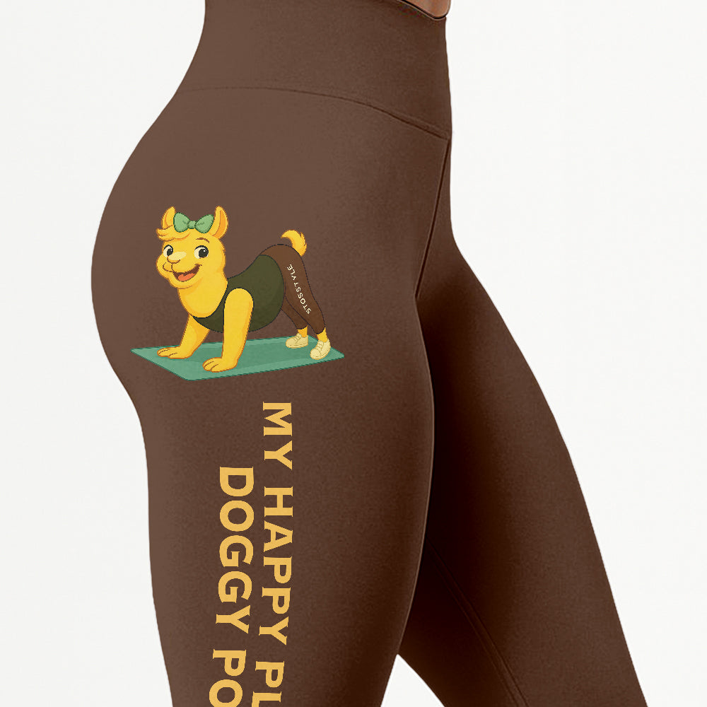 My Happy Place Chill Llama Yoga Pants All-Over Print Women's High Waist Leggings | 5To9Style