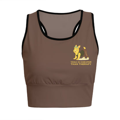 Yoga Is Cheaper Than Therapy Chill Llama Yoga Women's Sports Bra
