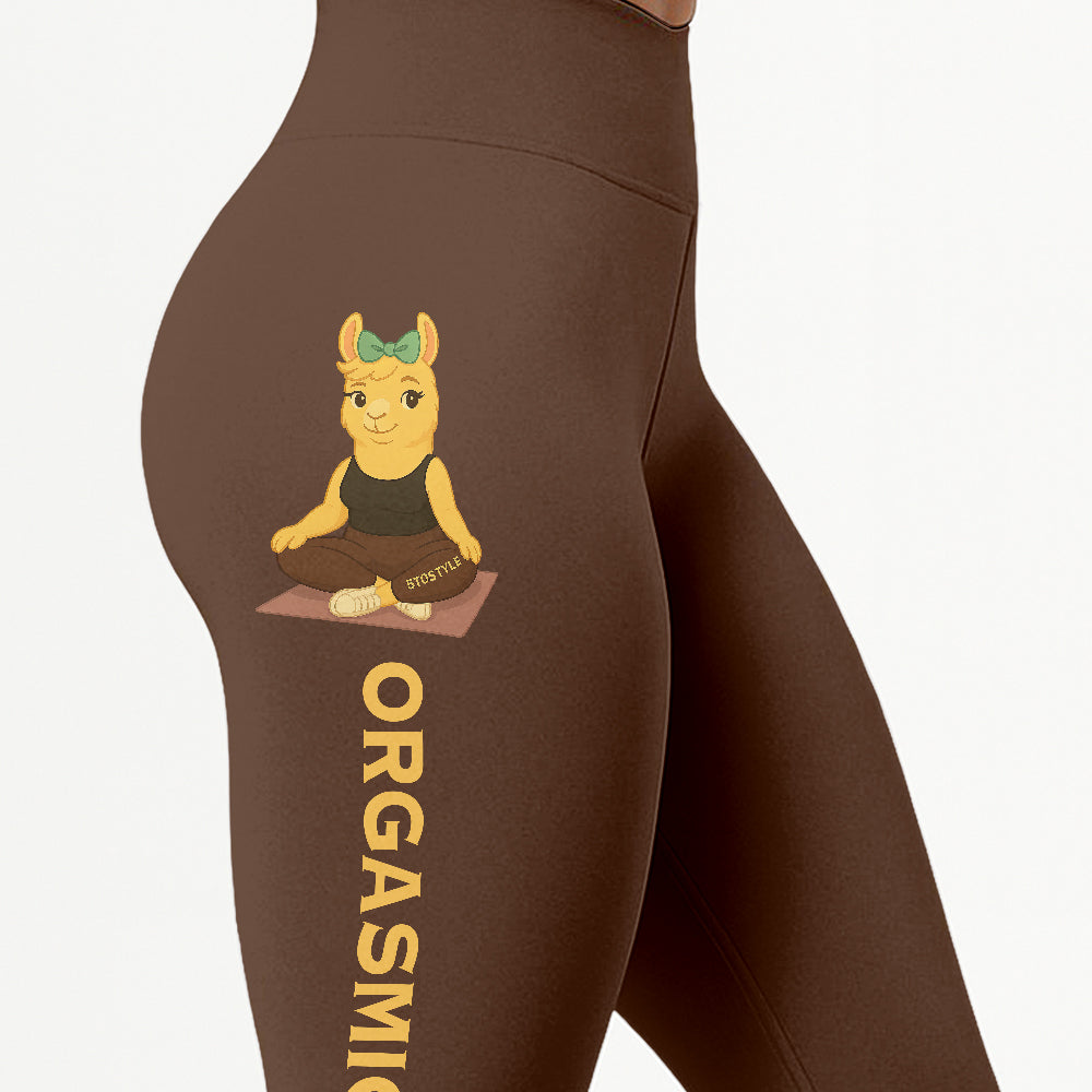Orgasmic Om Chill Llama Yoga Pants All-Over Print Women's High Waist Leggings | 5To9Style