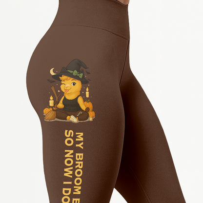My Broom Broke So Now I Do Yoga Cool Chill Llama Halloween Yoga Pants All-Over Print Women's High Waist Leggings | 5To9Style