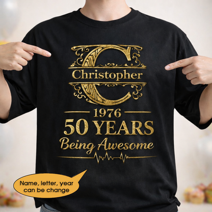 T-Shirt Age personalized name, year, letter for birthday