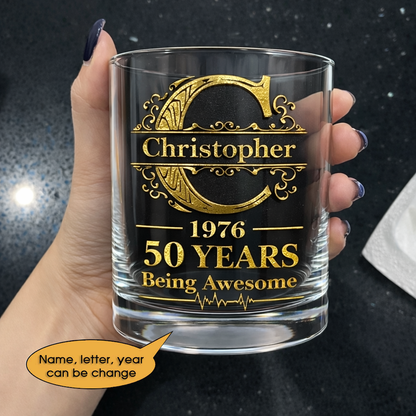 Glass Whiskey Age personalized name, year, letter for birthday Hot Sale