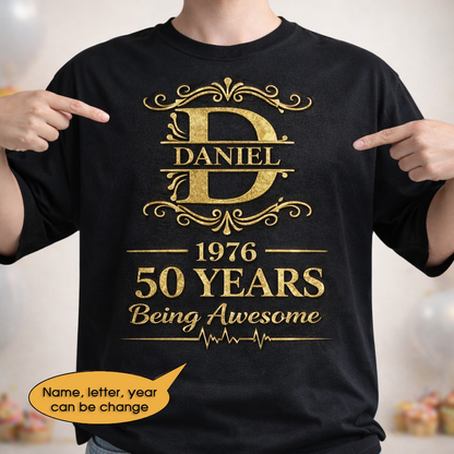 T-Shirt Age personalized name, year, letter for birthday