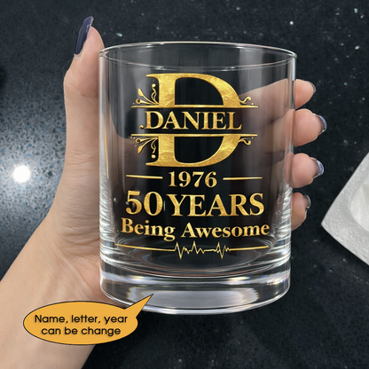 Glass Whiskey Age personalized name, year, letter for birthday Hot Sale