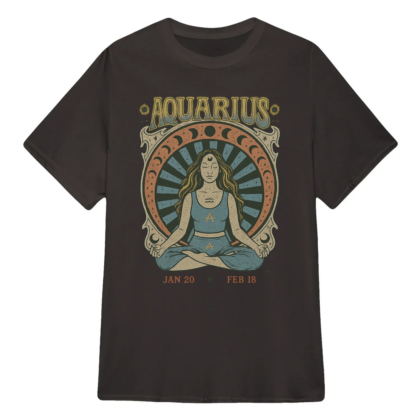 Aquarius Zodiac Meditation Moon Phase Yoga Classic Unisex T-Shirt | 5To9Style