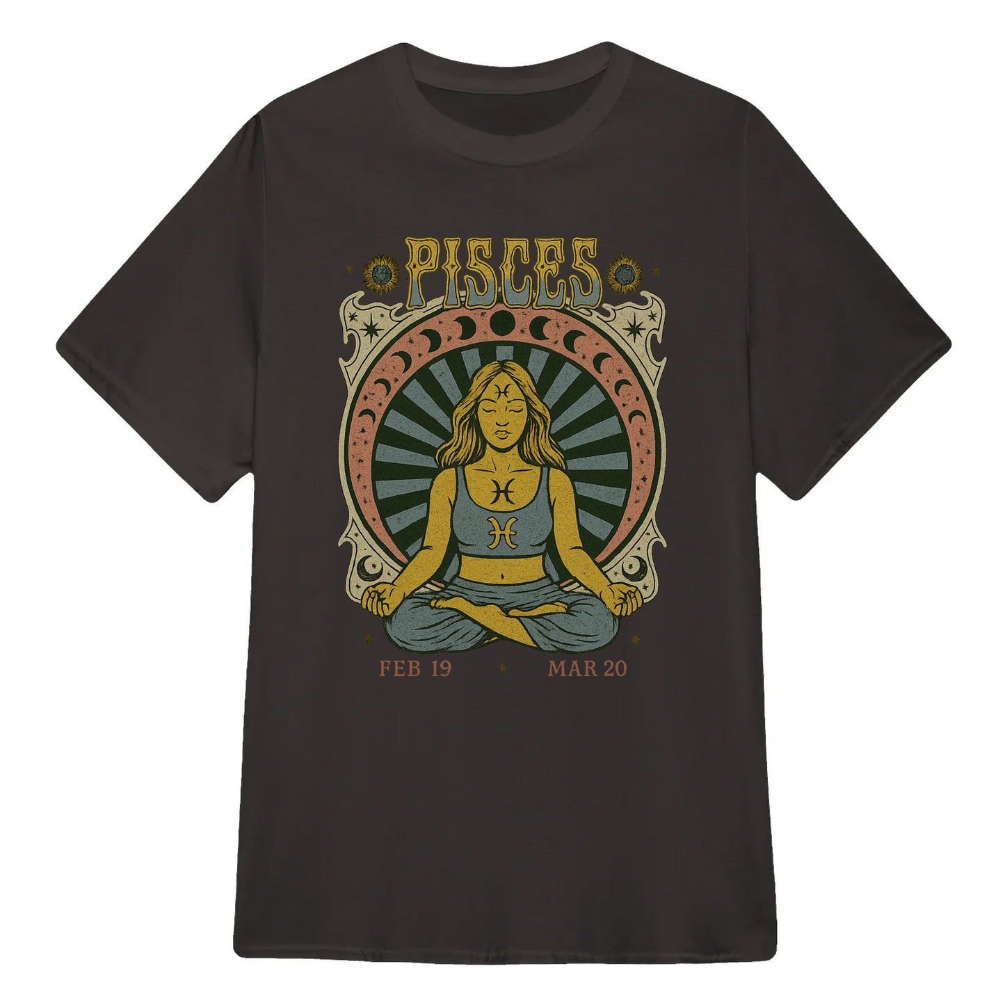 Pisces Zodiac Meditation Moon Phase Yoga Classic Unisex T-Shirt | 5To9Style