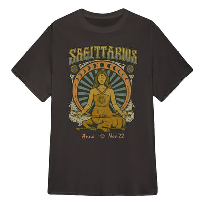 Zodiac Sagittarius Meditation Mandala Sun and Moon Symbols Yoga Classic Unisex T-Shirt | 5To9Style
