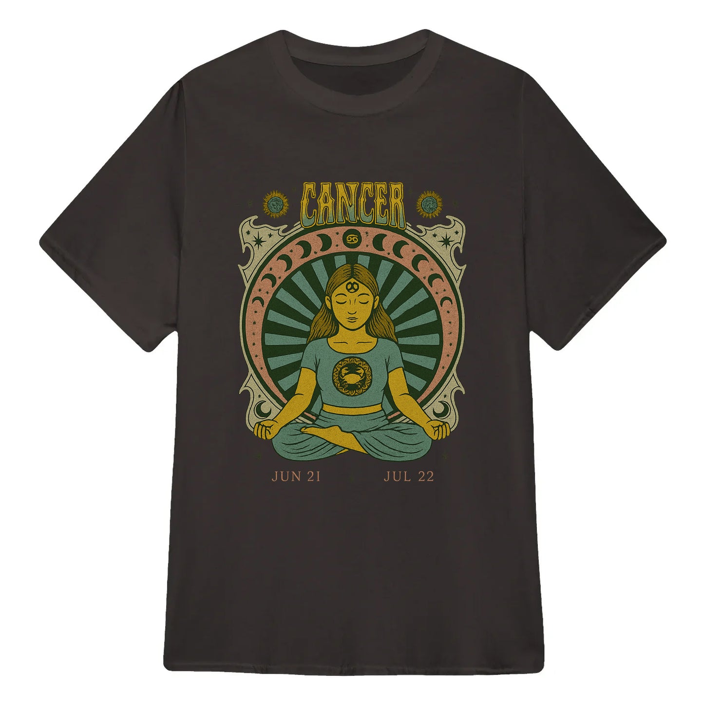 Cancer Zodiac Meditation Moon Phase Yoga Classic Unisex T-Shirt | 5To9Style