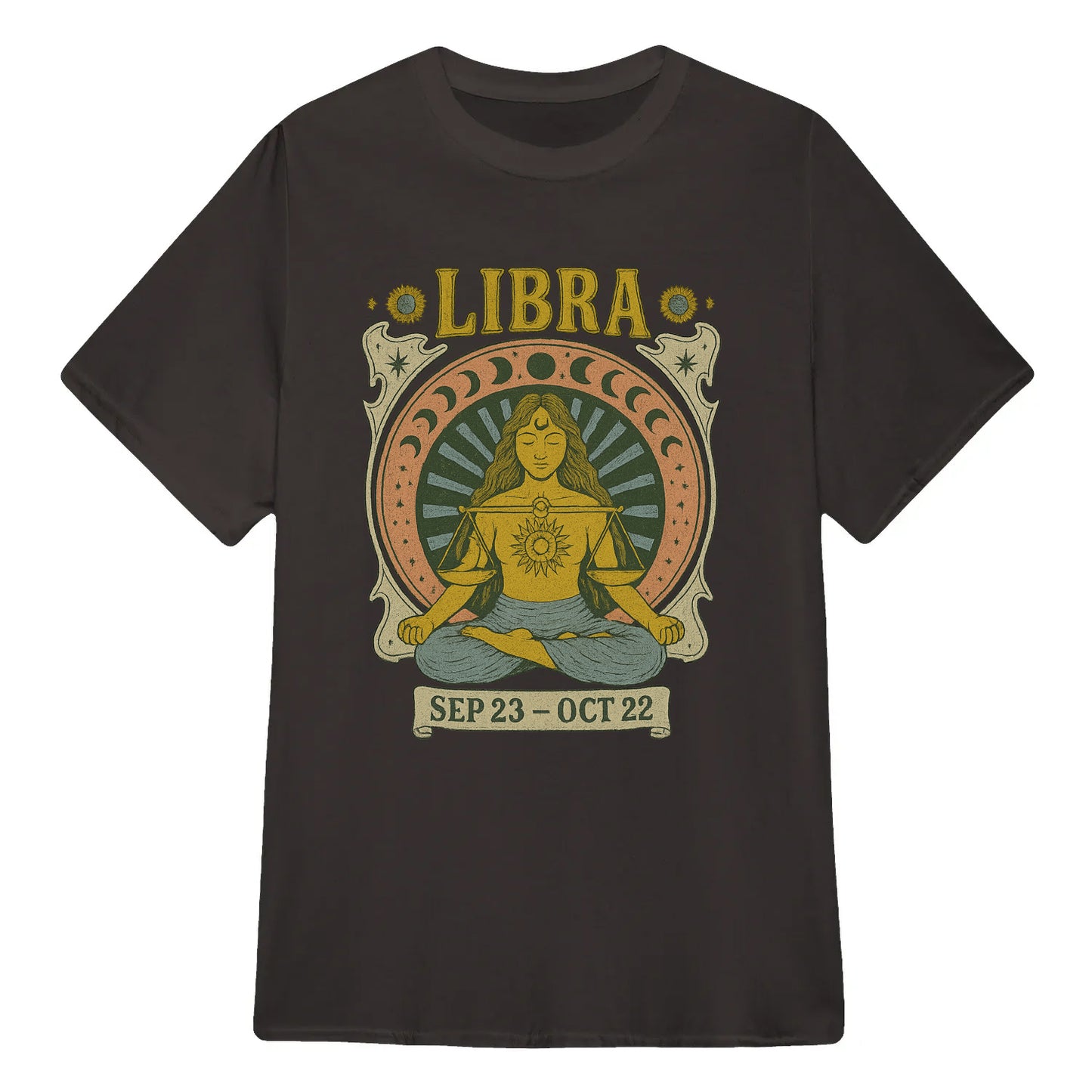 Libra Zodiac Meditation Moon Phase Yoga Classic Unisex T-Shirt | 5To9Style