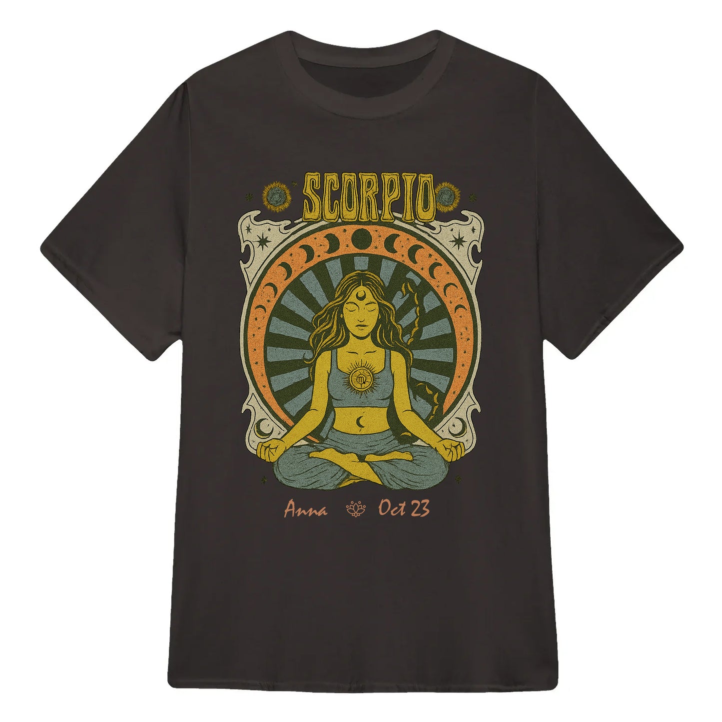 Zodiac Scorpio Meditation Mandala Sun and Moon Symbols Yoga Classic Unisex T-Shirt | 5To9Style