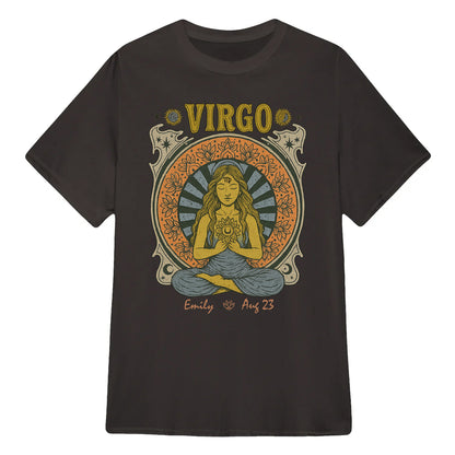 Zodiac Virgo Meditation Mandala Sun and Moon Symbols Yoga Classic Unisex T-Shirt | 5To9Style