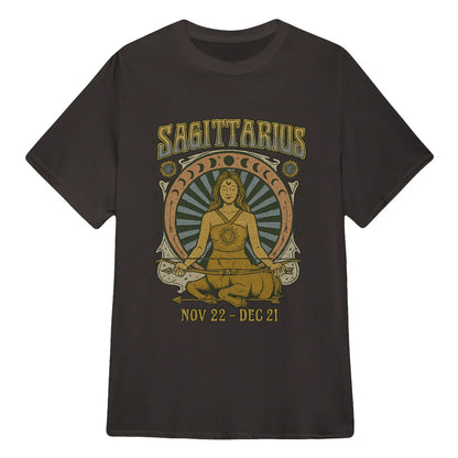 Sagittarius Zodiac Meditation Moon Phase Yoga Classic Unisex T-Shirt | 5To9Style