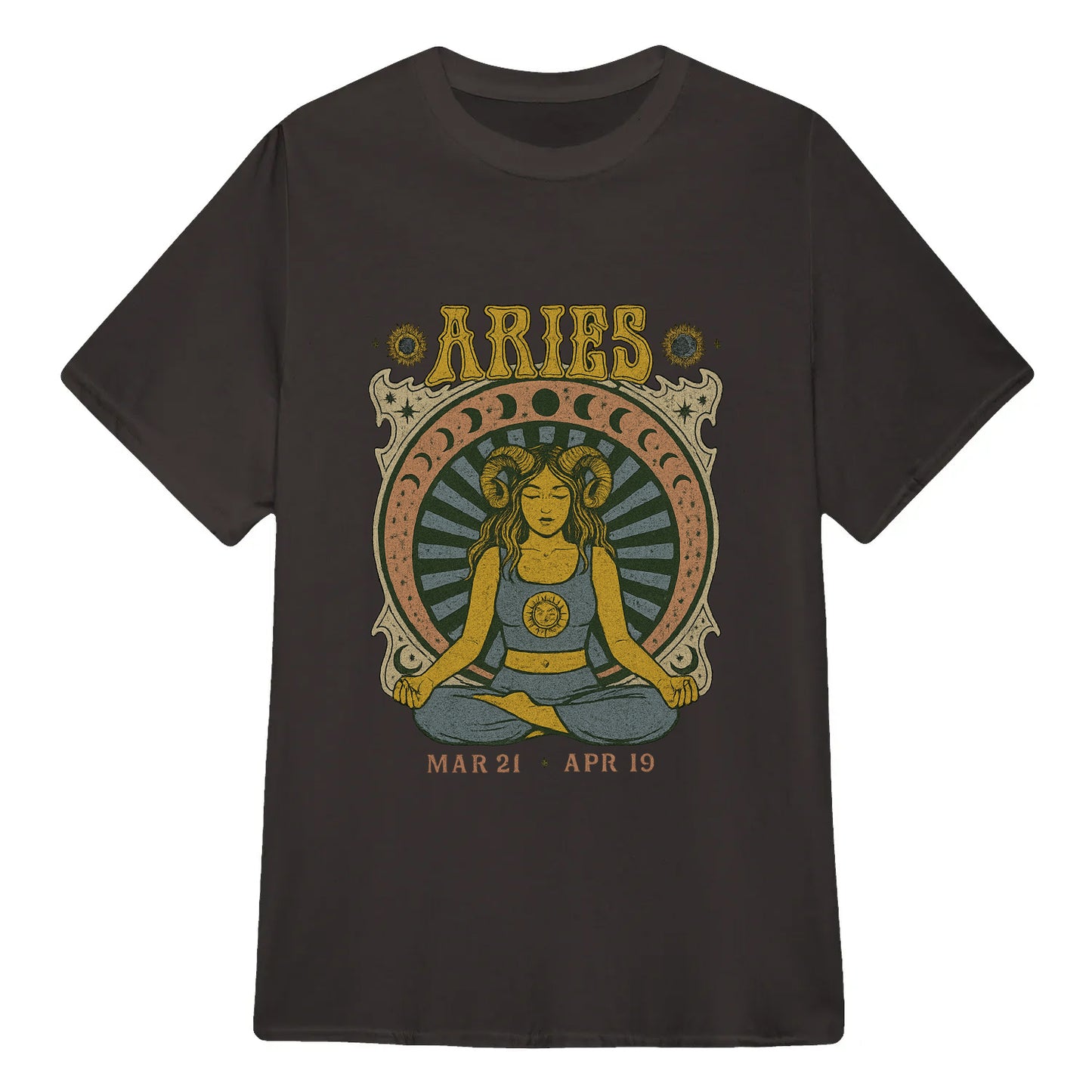 Aries Zodiac Meditation Moon Phase Yoga Classic Unisex T-Shirt | 5To9Style