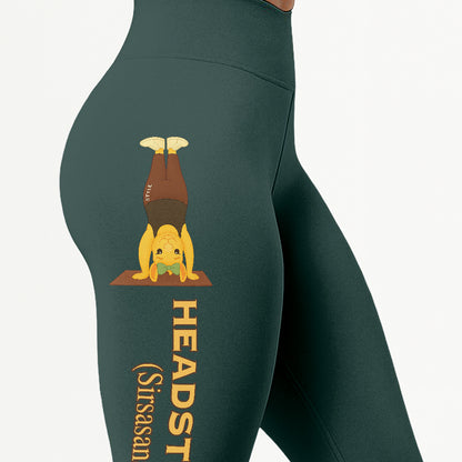 Headstand (Sirsasana) Chill Llama Yoga Pants All-Over Print Women's High Waist Leggings | 5To9Style