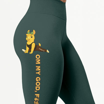 Om My God, Fck Yes Chill Llama Yoga Pants All-Over Print Women's High Waist Leggings | 5To9Style
