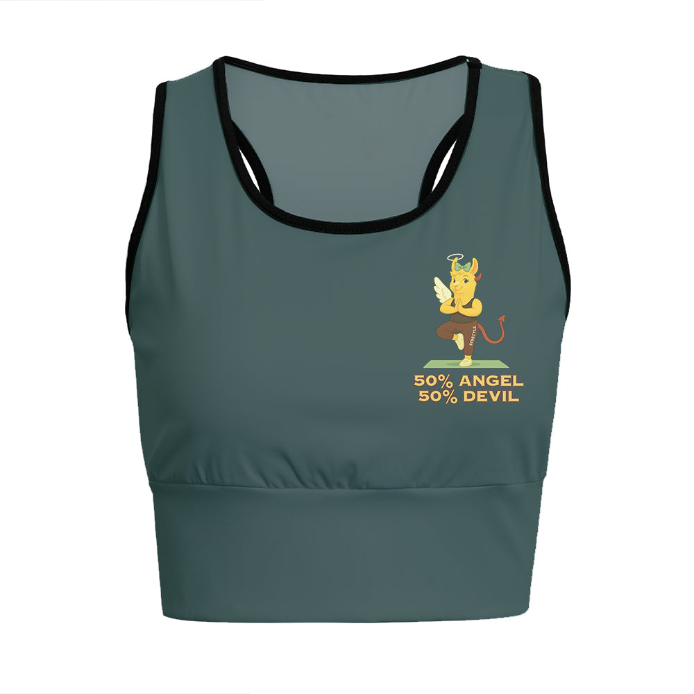50% Angel 50% Devil Chill Llama Yoga Women's Sports Bra