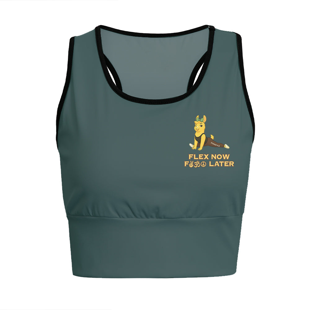 Flex Now, Fck Later Chill Llama Yoga Women's Sports Bra