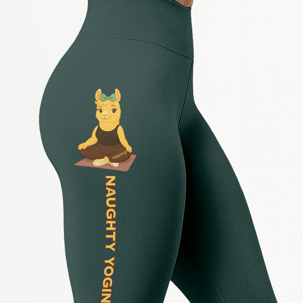 Naughty Yogini Vibes Chill Llama Yoga Pants All-Over Print Women's High Waist Leggings | 5To9Style