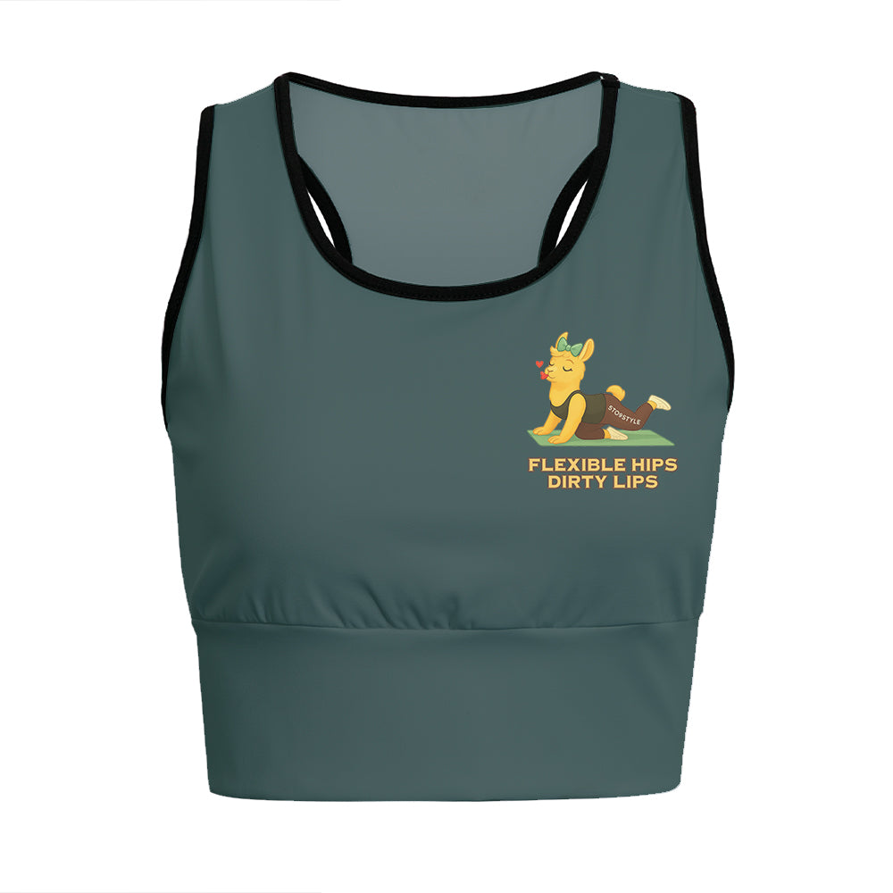 Flexible Hips, Dirty Lips Chill Llama Yoga Women's Sports Bra