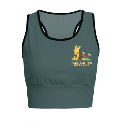 Flexible Hips, Dirty Lips Chill Llama Yoga Women's Sports Bra