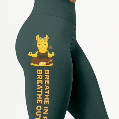 Breathe In Peace, Breathe Out Sht Chill Llama Yoga Pants All-Over Print Women's High Waist Leggings | 5To9Style