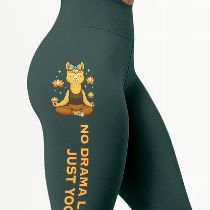 No Drama Llama, Just Yoga Cool Chill Llama Yoga Pants All-Over Print Women's High Waist Leggings | 5To9Style