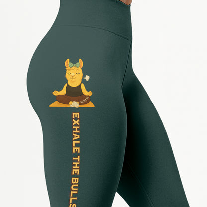 Exhale The Bullsh Chill Llama Yoga Pants All-Over Print Women's High Waist Leggings | 5To9Style