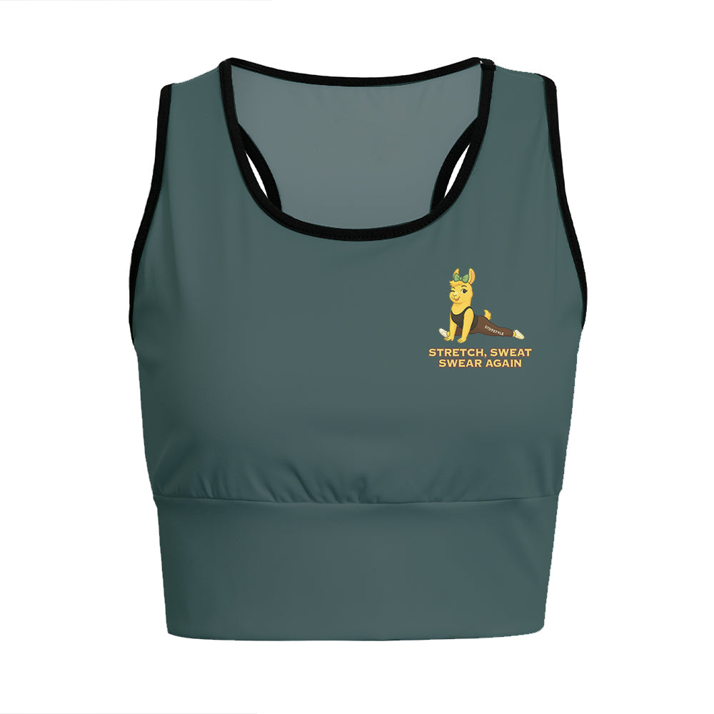 Stretch, Sweat, Swear Again Chill Llama Yoga Women's Sports Bra
