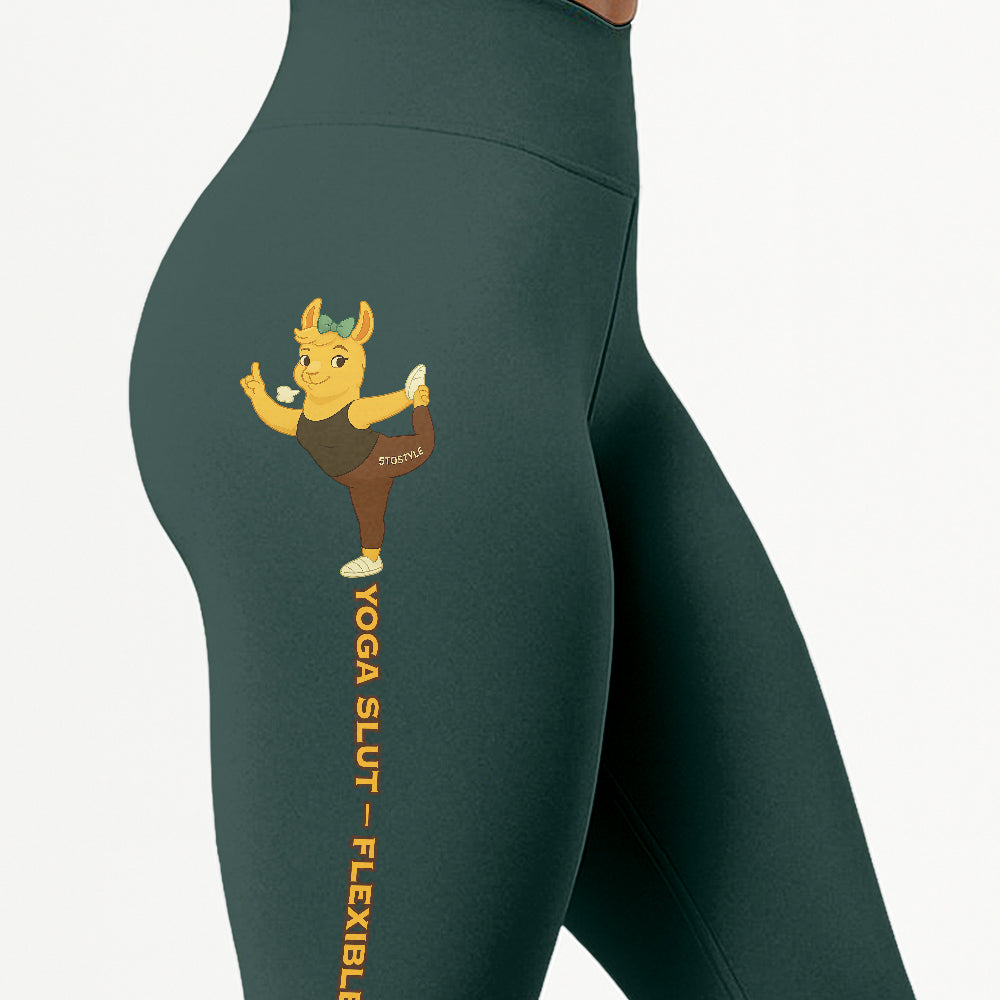 Yoga Slut â€“ Flexible & Proud Chill Llama Yoga Pants All-Over Print Women's High Waist Leggings | 5To9Style