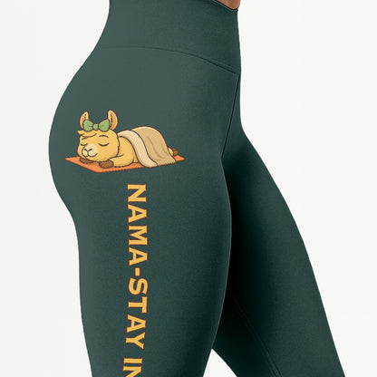 Nama-stay In Bed Chill Llama Yoga Pants All-Over Print Women's High Waist Leggings | 5To9Style