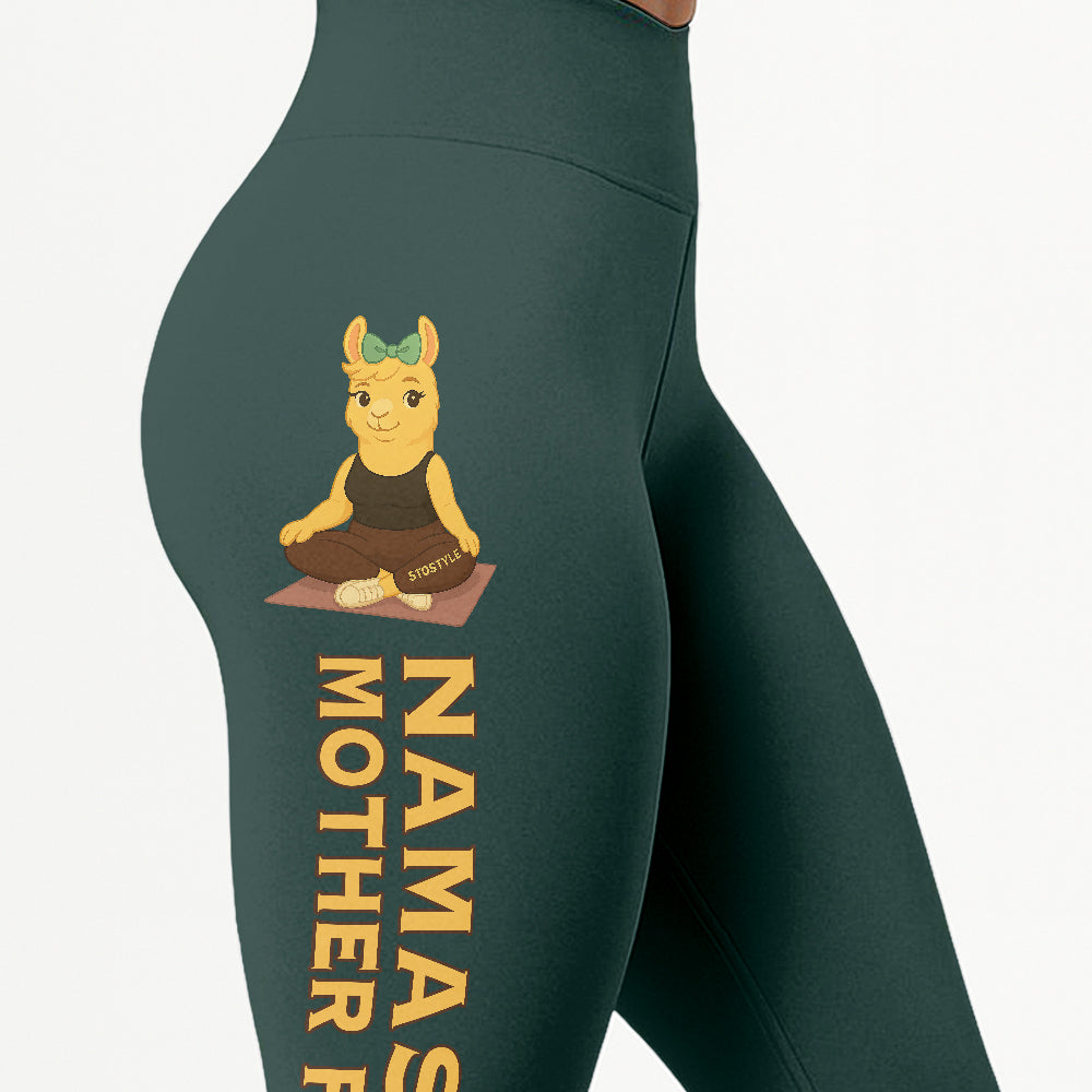 Namaste Mother Fuck Chill Llama Yoga Pants All-Over Print Women's High Waist Leggings | 5To9Style