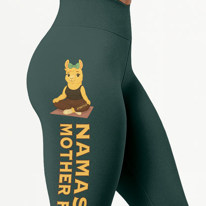 Namaste Mother Fuck Chill Llama Yoga Pants All-Over Print Women's High Waist Leggings | 5To9Style