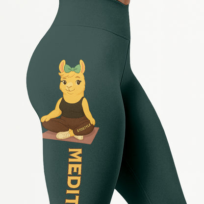 Medition Cool Chill Llama Yoga Pants All-Over Print Women's High Waist Leggings | 5To9Style