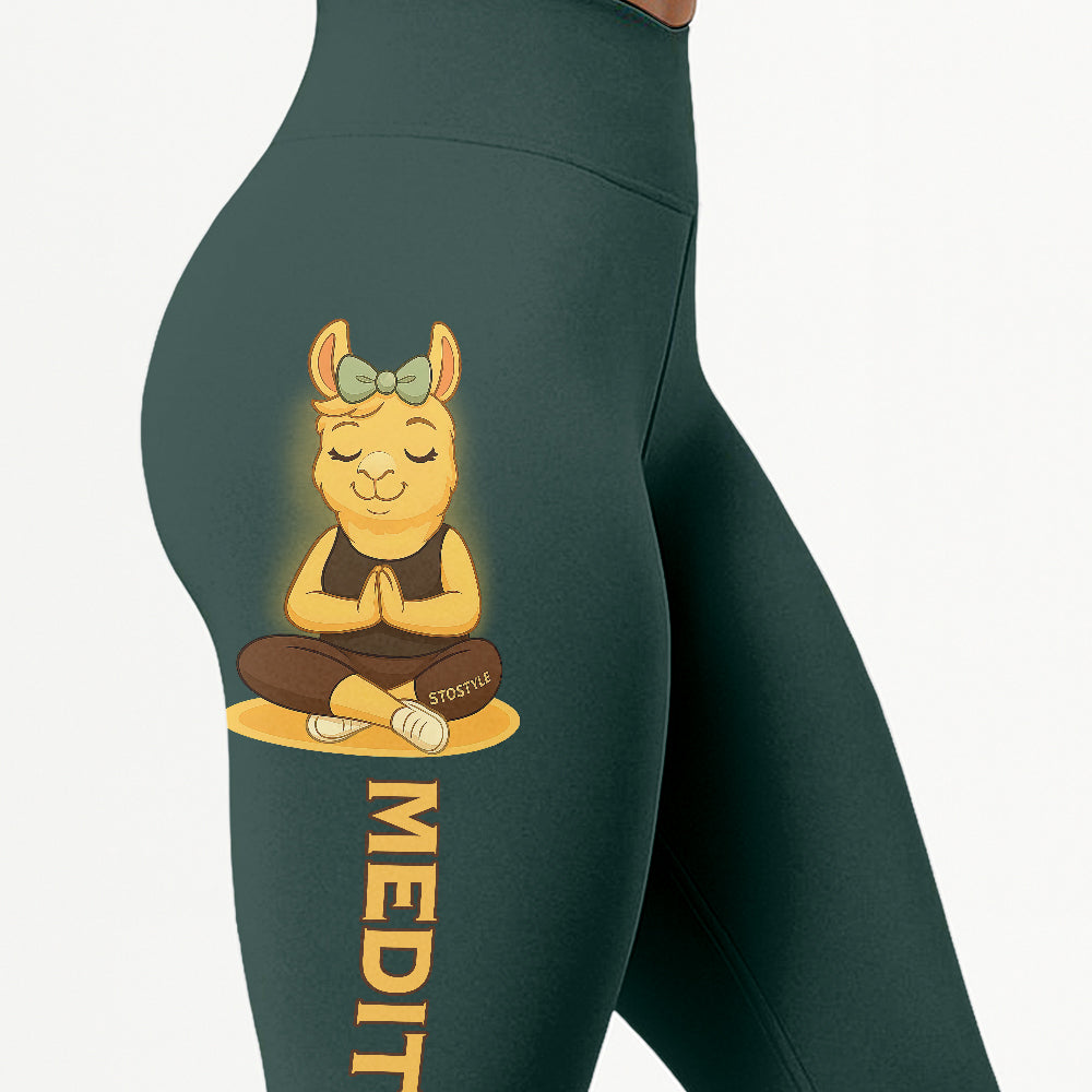 Medition Lover Cool Chill Llama Yoga Pants All-Over Print Women's High Waist Leggings | 5To9Style