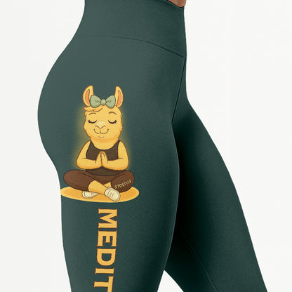 Medition Lover Cool Chill Llama Yoga Pants All-Over Print Women's High Waist Leggings | 5To9Style