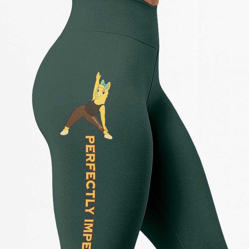 Perfectly Imperfect Chill Llama Yoga Pants All-Over Print Women's High Waist Leggings | 5To9Style