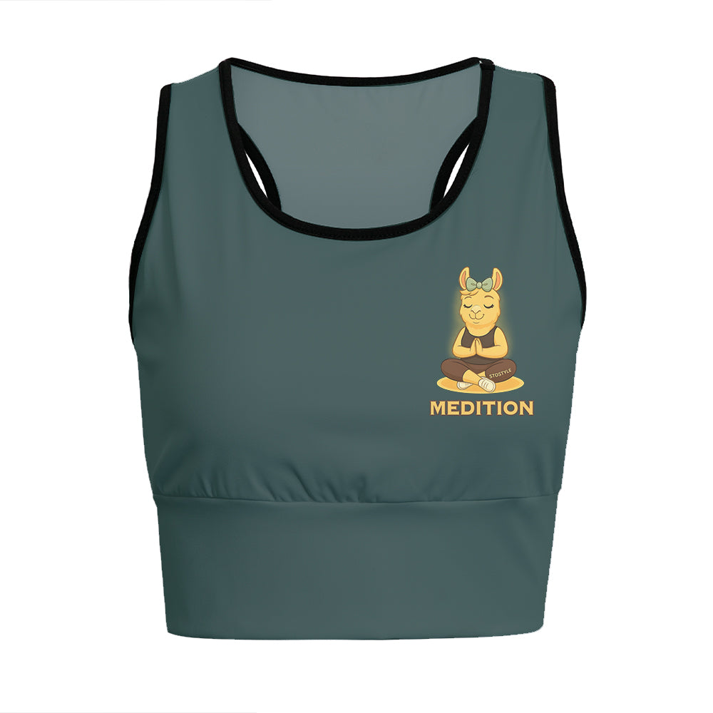 Medition Cool Chill Llama Yoga Women's Sports Bra