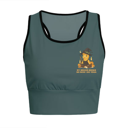 My Broom Broke So Now I Do Yoga Chill Llama Yoga Women's Sports Bra