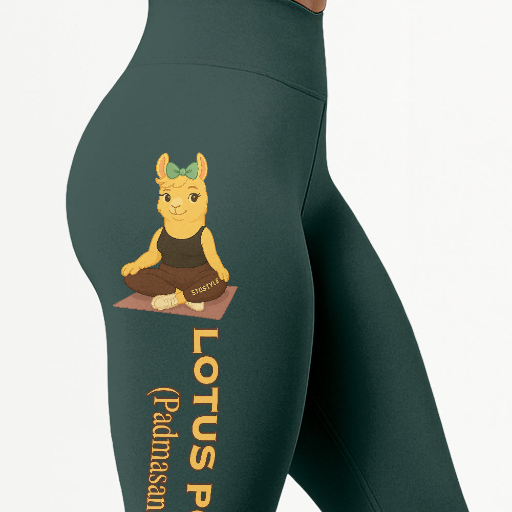 Lotus Pose (Padmasana) Chill Llama Yoga Pants All-Over Print Women's High Waist Leggings | 5To9Style