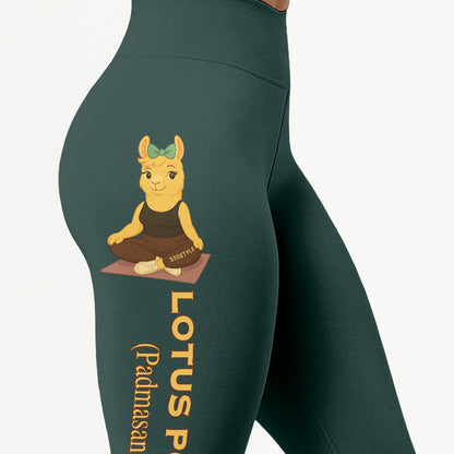 Lotus Pose (Padmasana) Chill Llama Yoga Pants All-Over Print Women's High Waist Leggings | 5To9Style