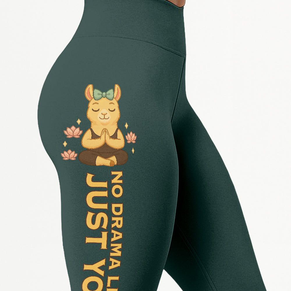 No Drama Llama, Just Yoga Lover Chill Llama Yoga Pants All-Over Print Women's High Waist Leggings | 5To9Style