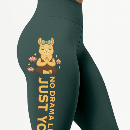 No Drama Llama, Just Yoga Lover Chill Llama Yoga Pants All-Over Print Women's High Waist Leggings | 5To9Style