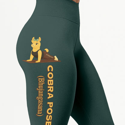 Cobra Pose (Bhujangasana) Chill Llama Yoga Pants All-Over Print Women's High Waist Leggings | 5To9Style