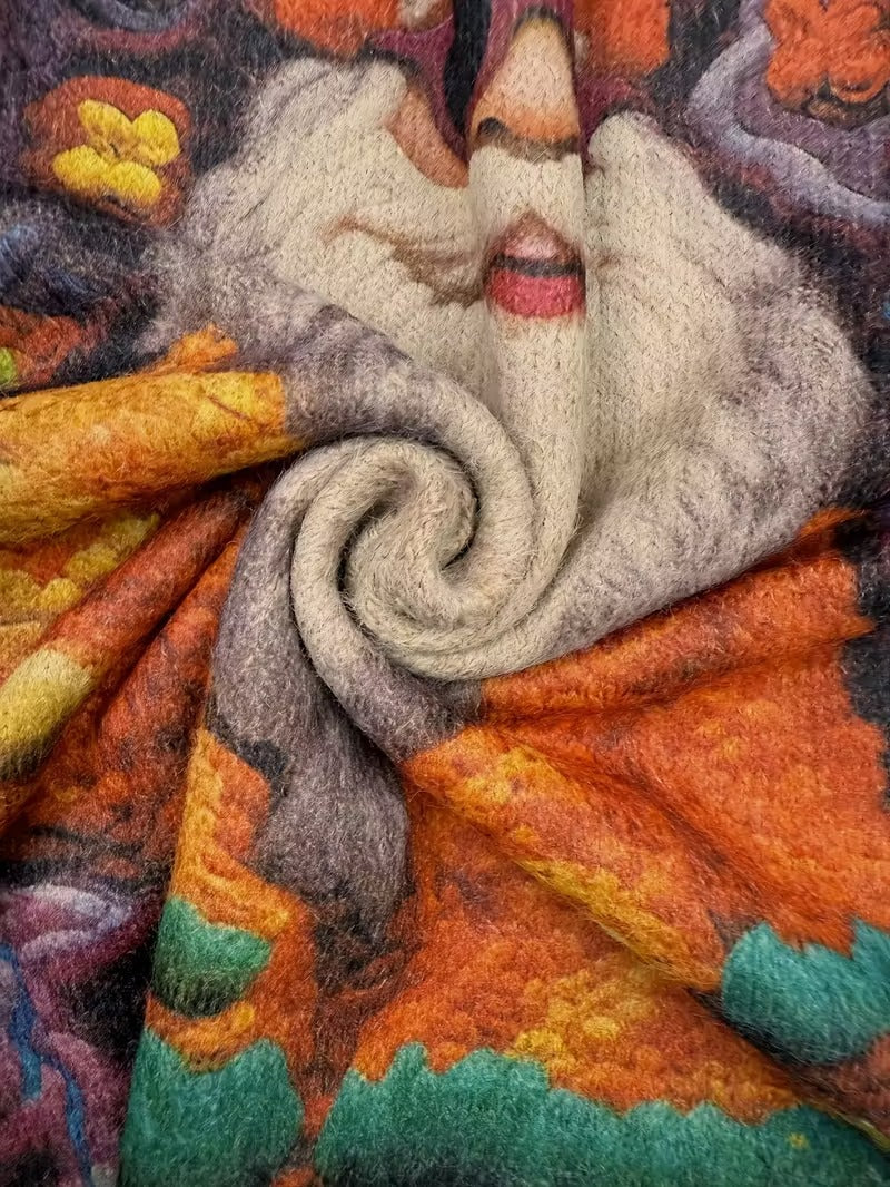 Hippie Santa Claus  Women'S Casual Crew Neck Long Sleeve Sweater, 3D Hipster All-Over Print